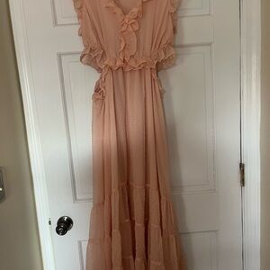 Blush Pink Ruffle Maxi Dress - Women